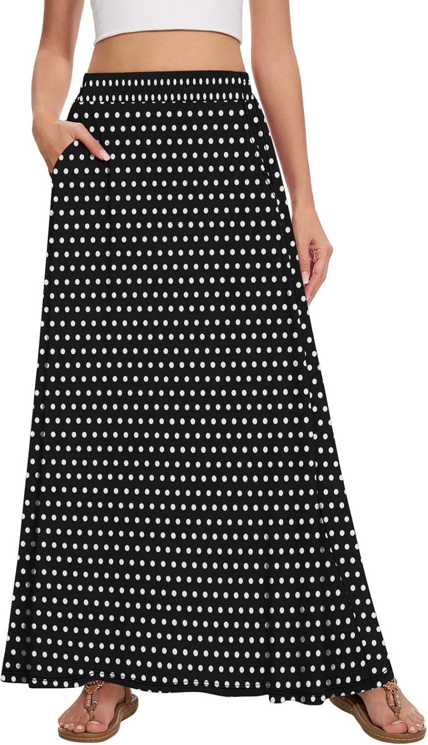 Womens Maxi A-line Long Skirt Casual with Pockets for Style
