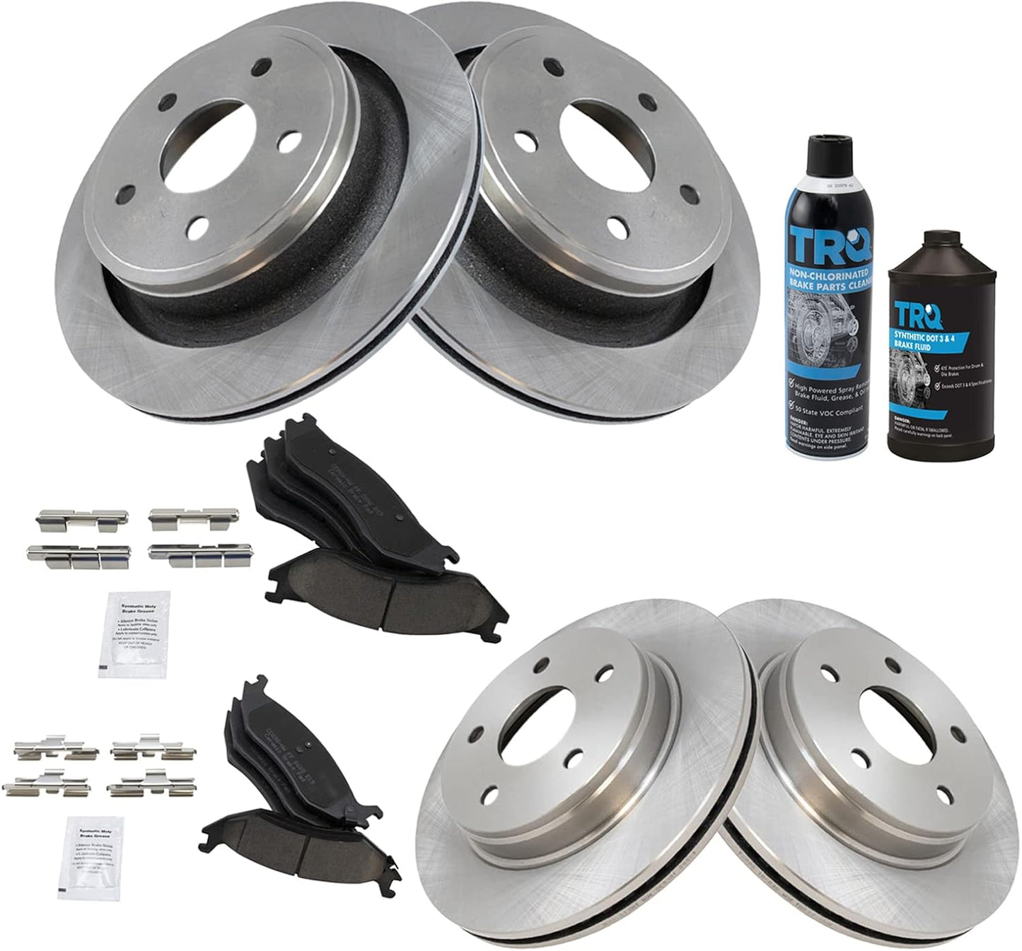 TRQ Front and Rear Brake Pad & Rotor Kit for Dodge Ram 1500