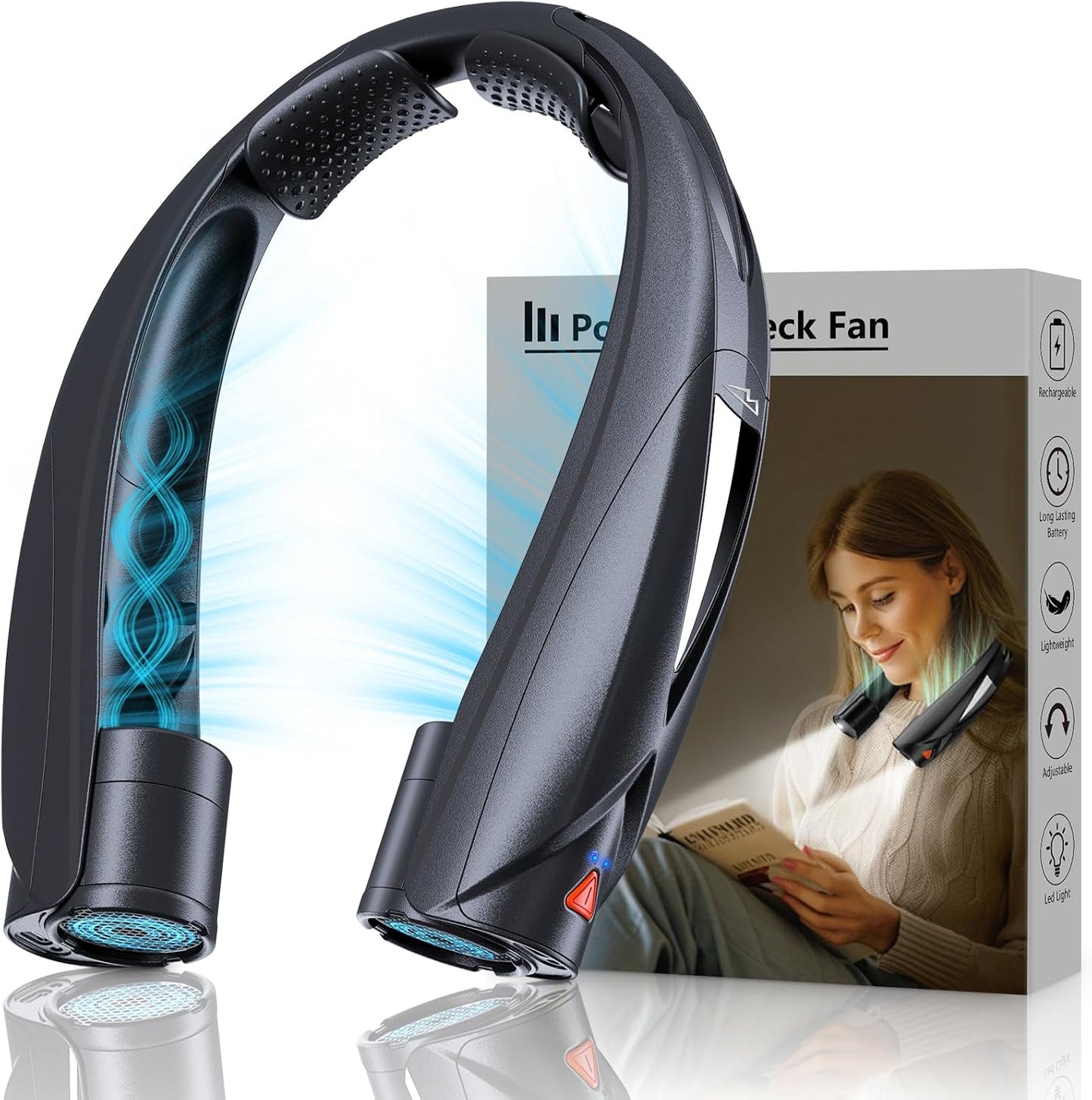 Portable Neck Fan with LED Light for All-Day Cooling Comfort