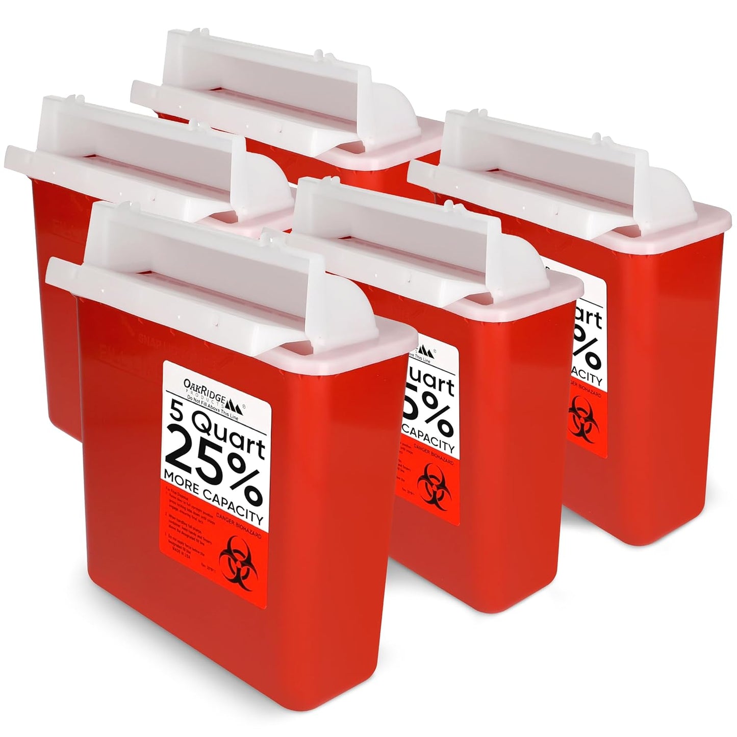 Oakridge Products 5 Quart Sharps Container for Safe Disposal