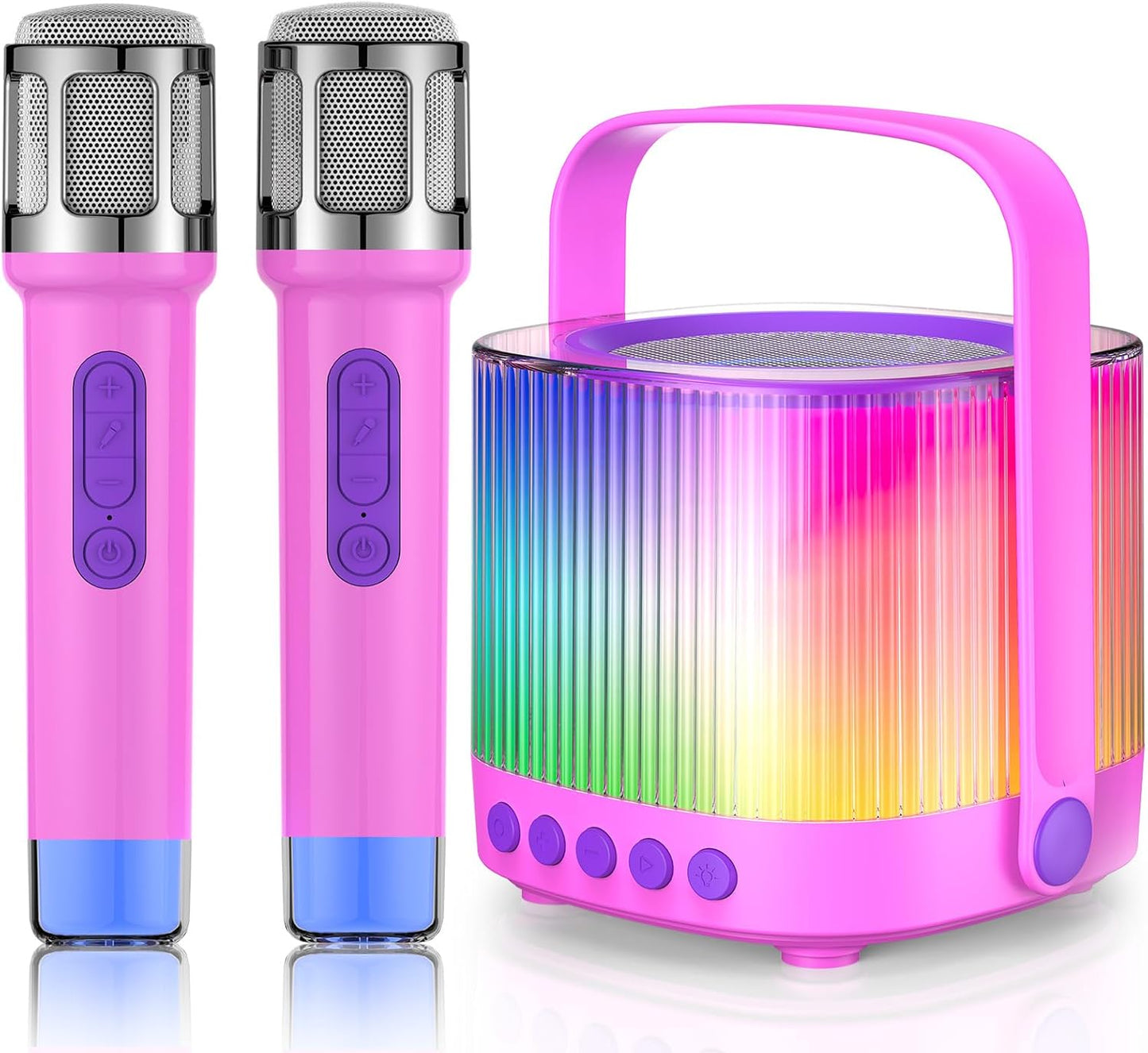 Karaoke Machine for Kids and Adults with LED Lights and Microphones