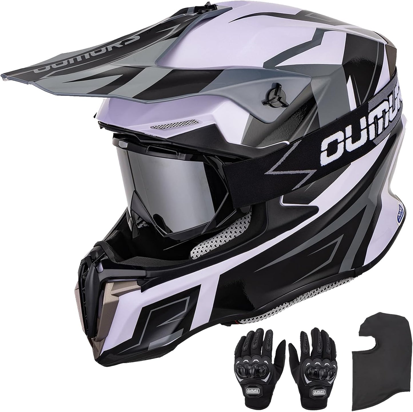 Adult ATV Dirt Bike Helmet with Goggles, Gloves & Mask Set