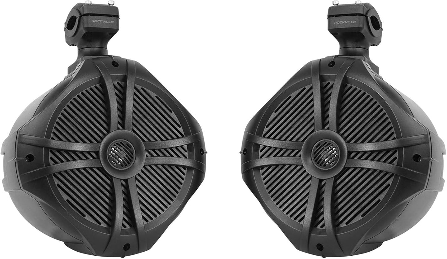 Rockville 8 Marine Wakeboard Speakers - 360 Swivel Tower - 300w Power
