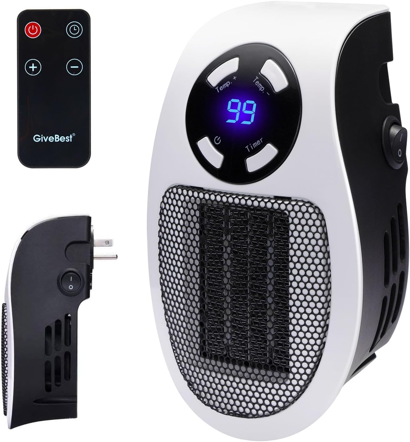 Portable 450W Wall Heater with Remote & LED Display - Safe & Programmable