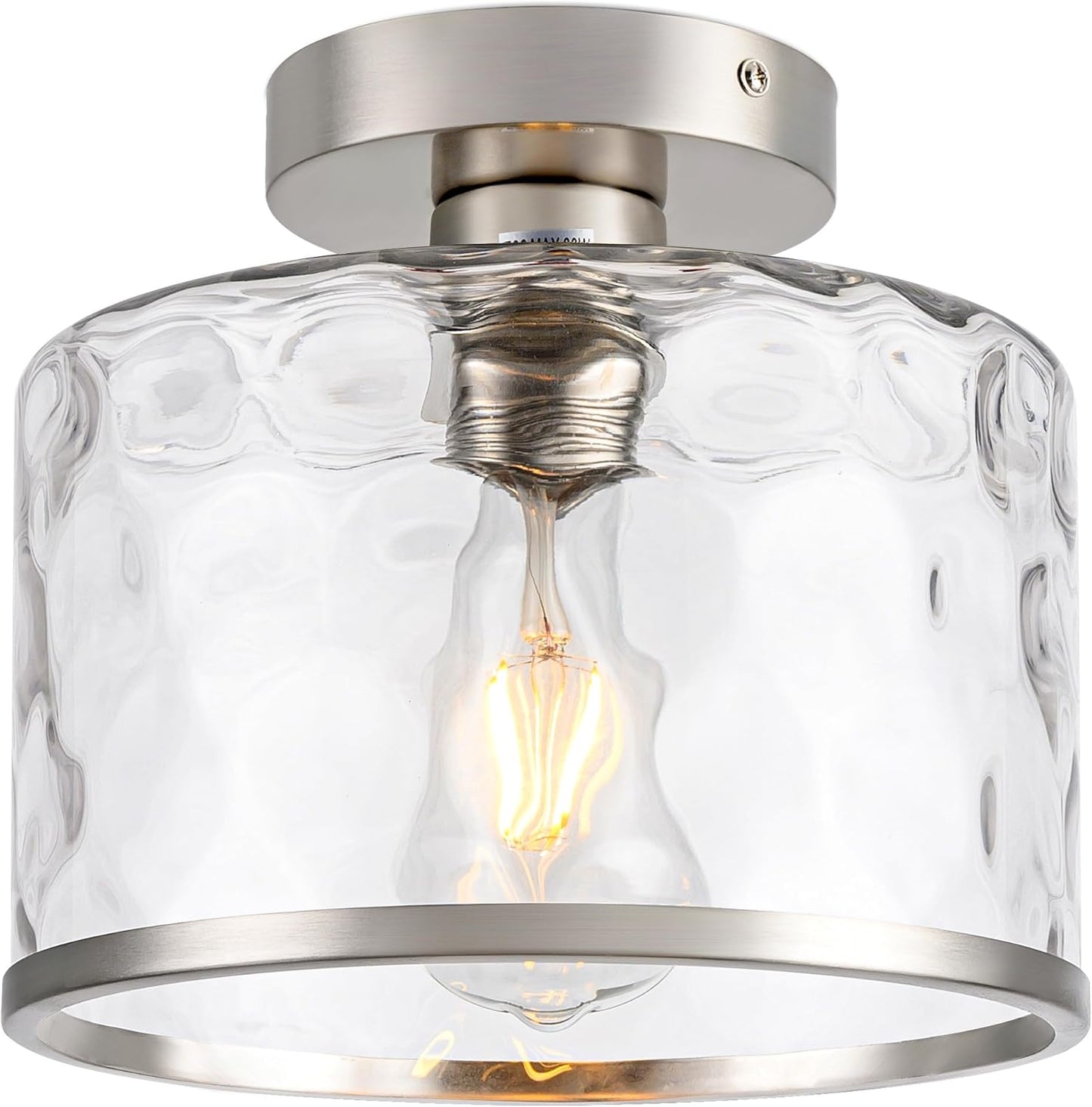 Modern Semi Flush Mount Ceiling Light with Hammered Glass