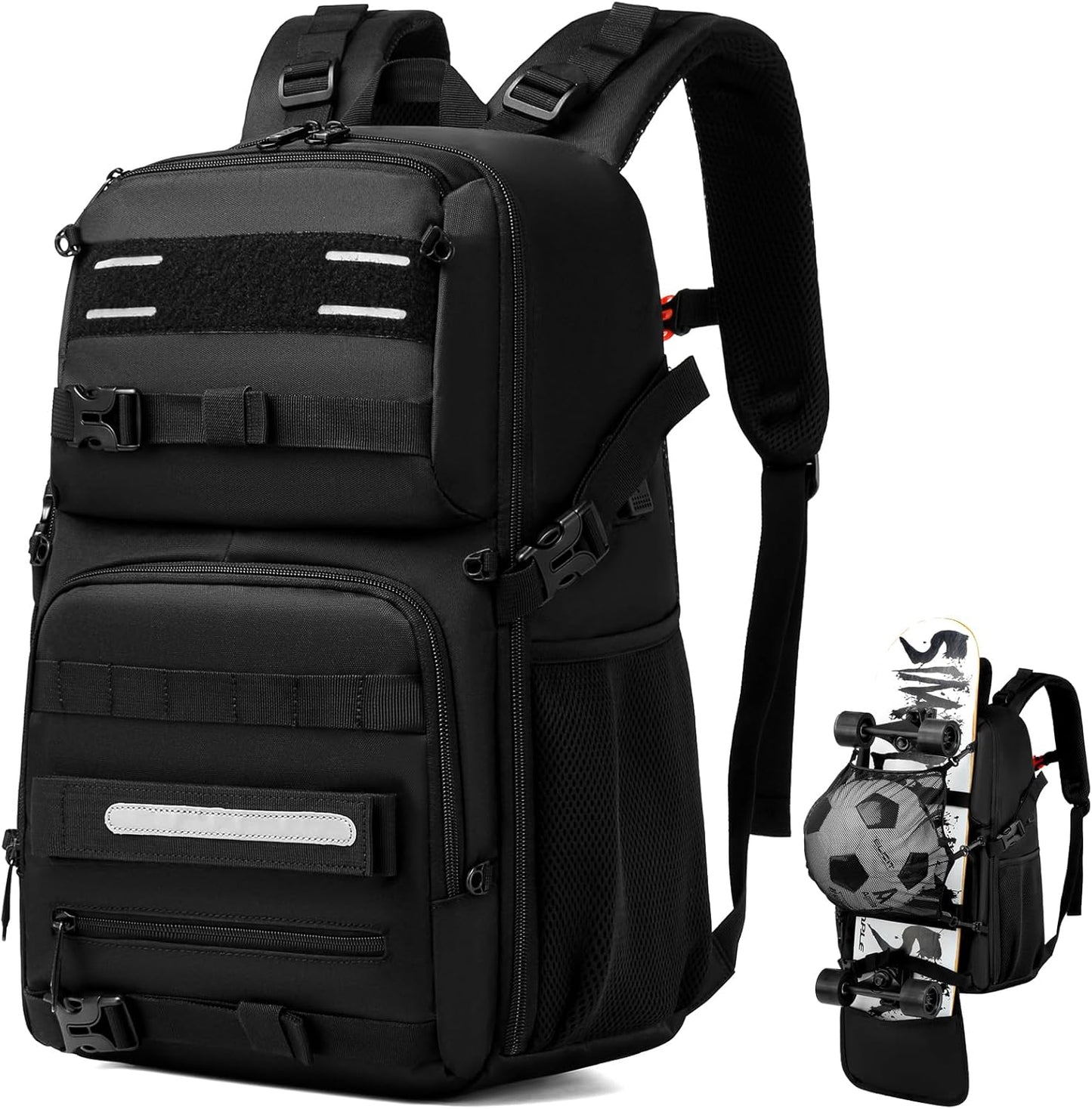 Skateboard Backpack with USB Charging Port and Anti-Theft Lock