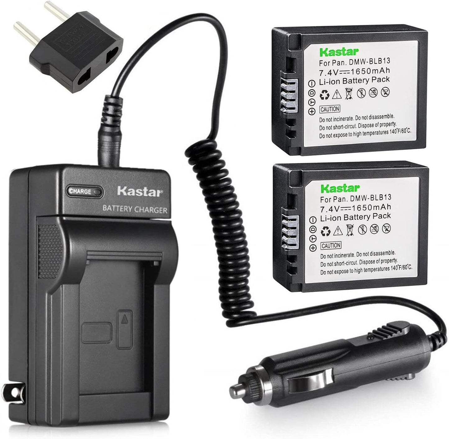 Kastar Battery and Charger Kit for DMW-BLB13 Cameras - 2-Pack
