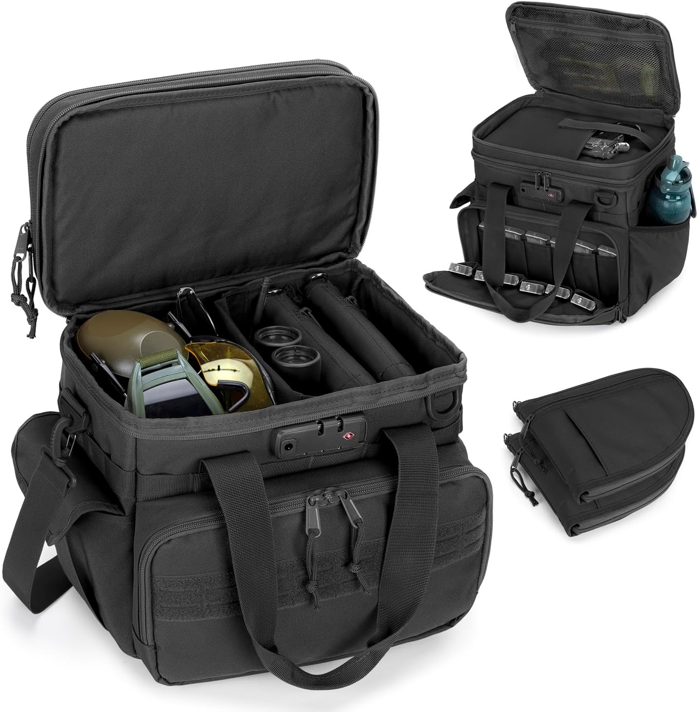 Tactical Gun Range Bag with 3 Pistols Capacity and TSA Lock