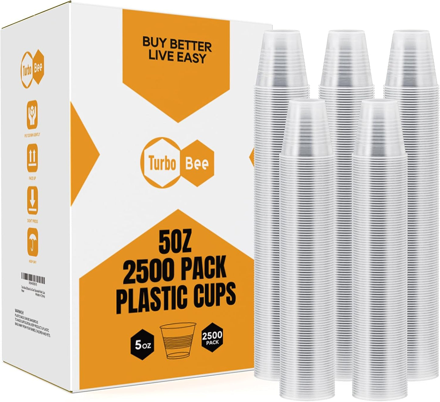 2500-Pack Turbo Bee Clear Plastic Cups - Perfect for Parties!