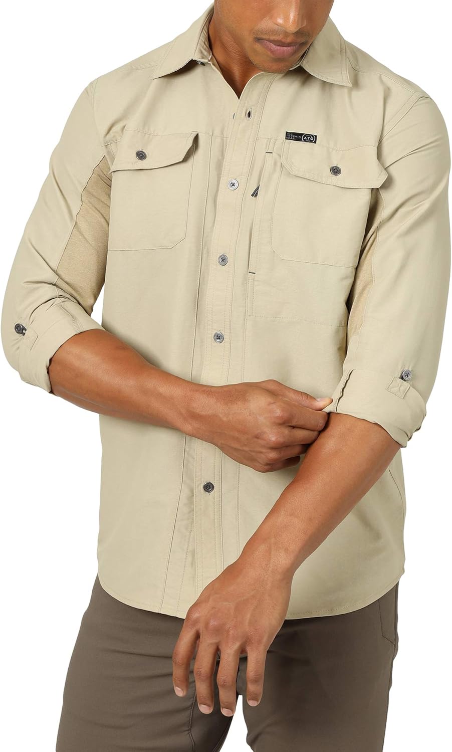 ATG by Wrangler Men's Long Sleeve Mixed Material Utility Shirt