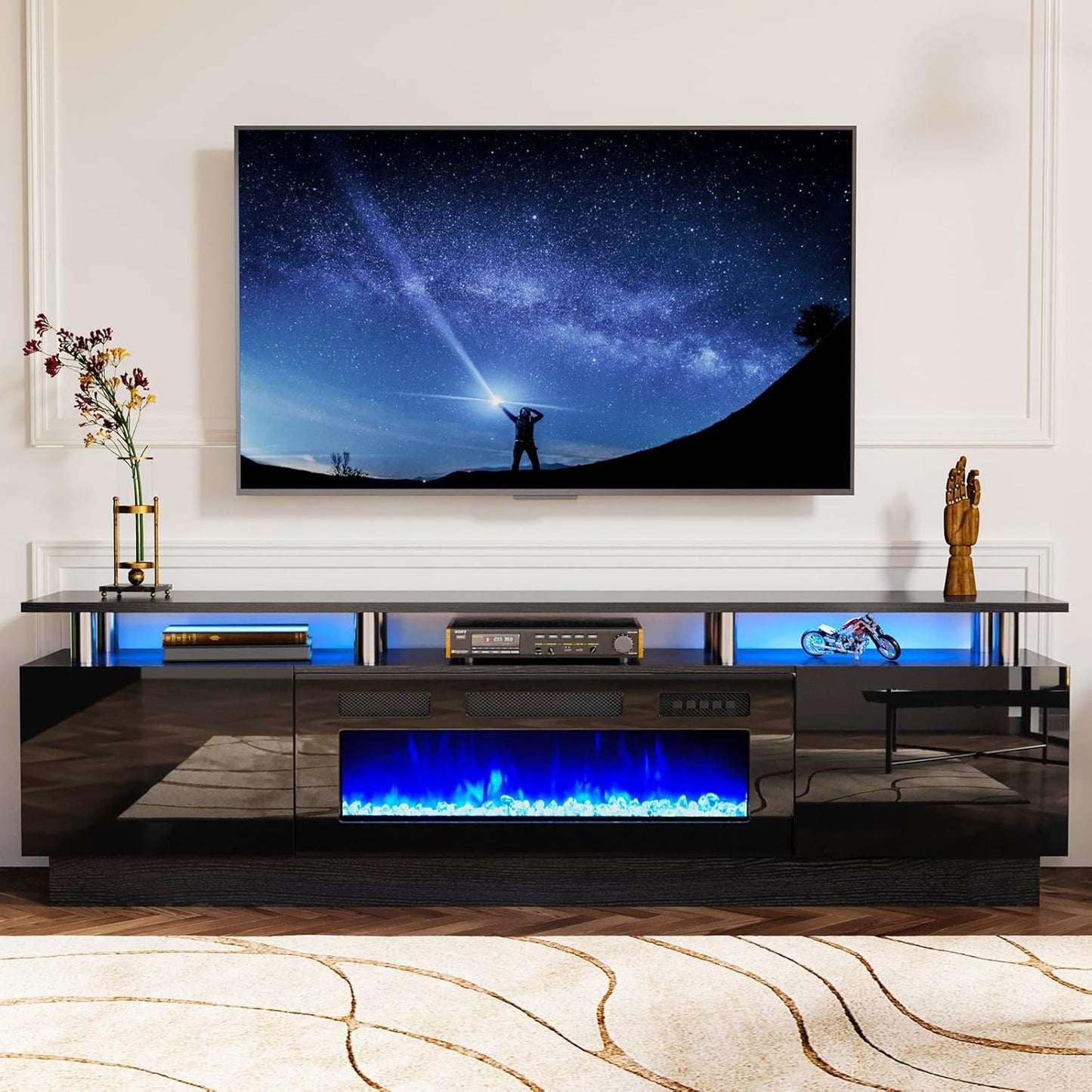 70 Fireplace TV Stand with LED Flame - Nordivale
