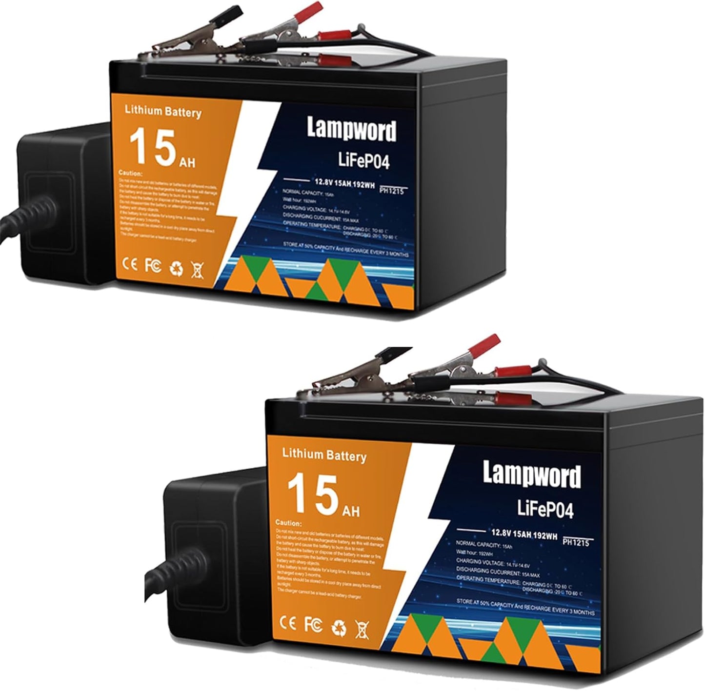Long-Lasting Power: Lithium Battery 2 Packs 12V 15Ah