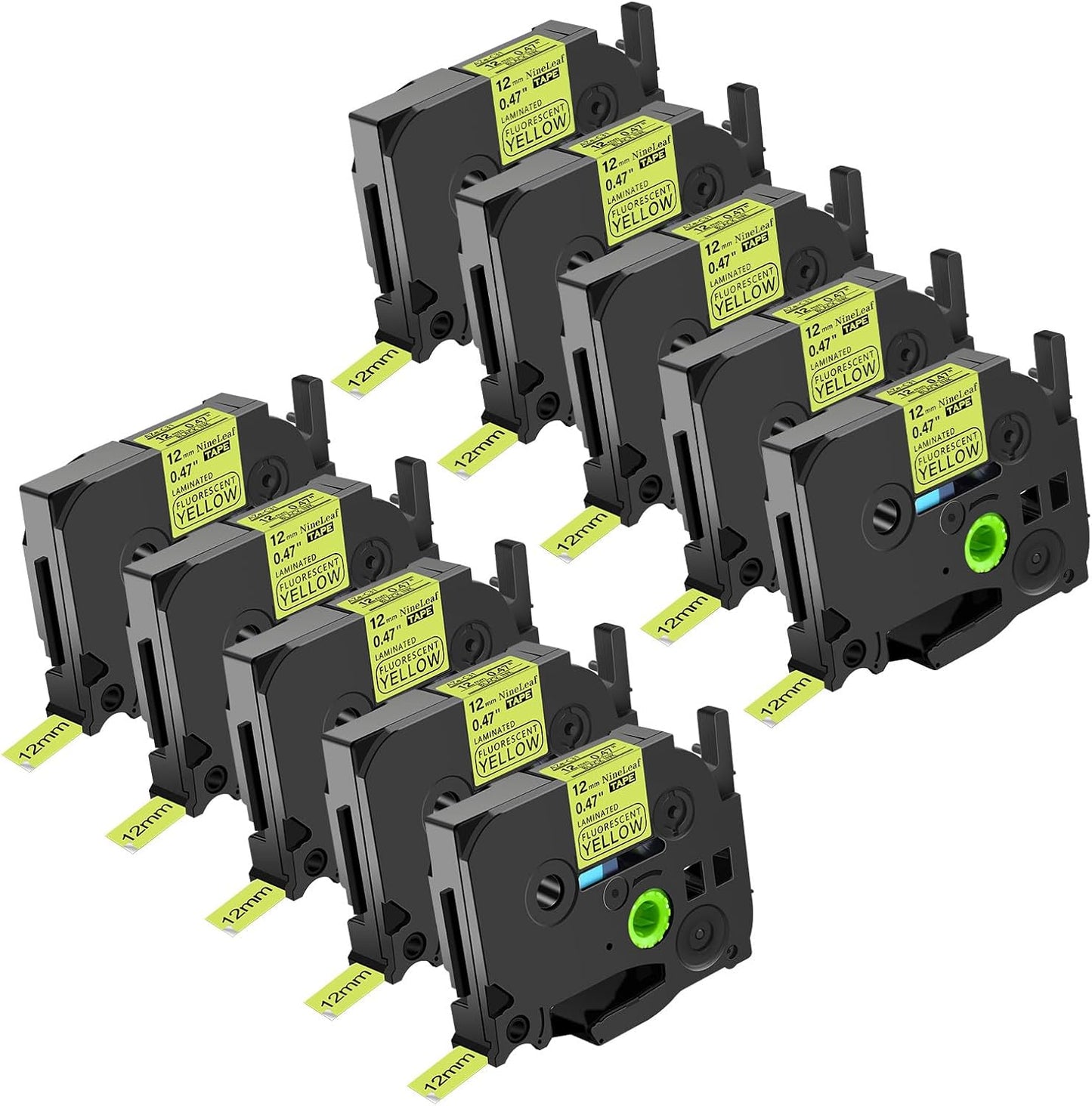 NineLeaf 10 Pack Compatible Label Tape for Brother P-Touch Devices