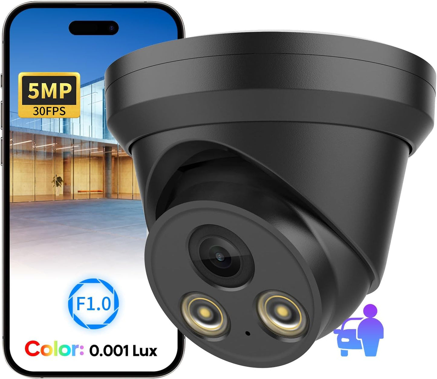 VIKYLIN 5MP Full Color Night Vision POE IP Security Camera