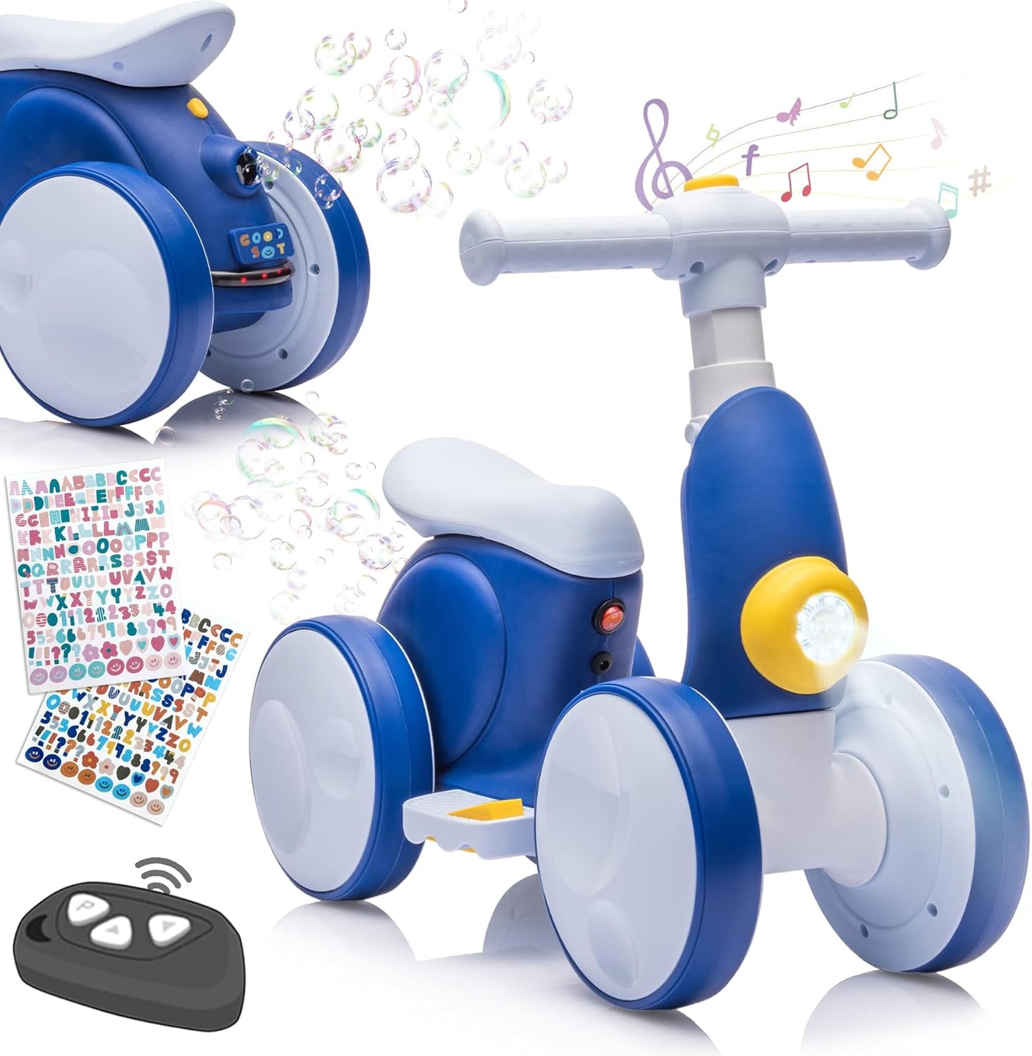 Electric Baby Balance Bike with Bubble Machine for Toddlers