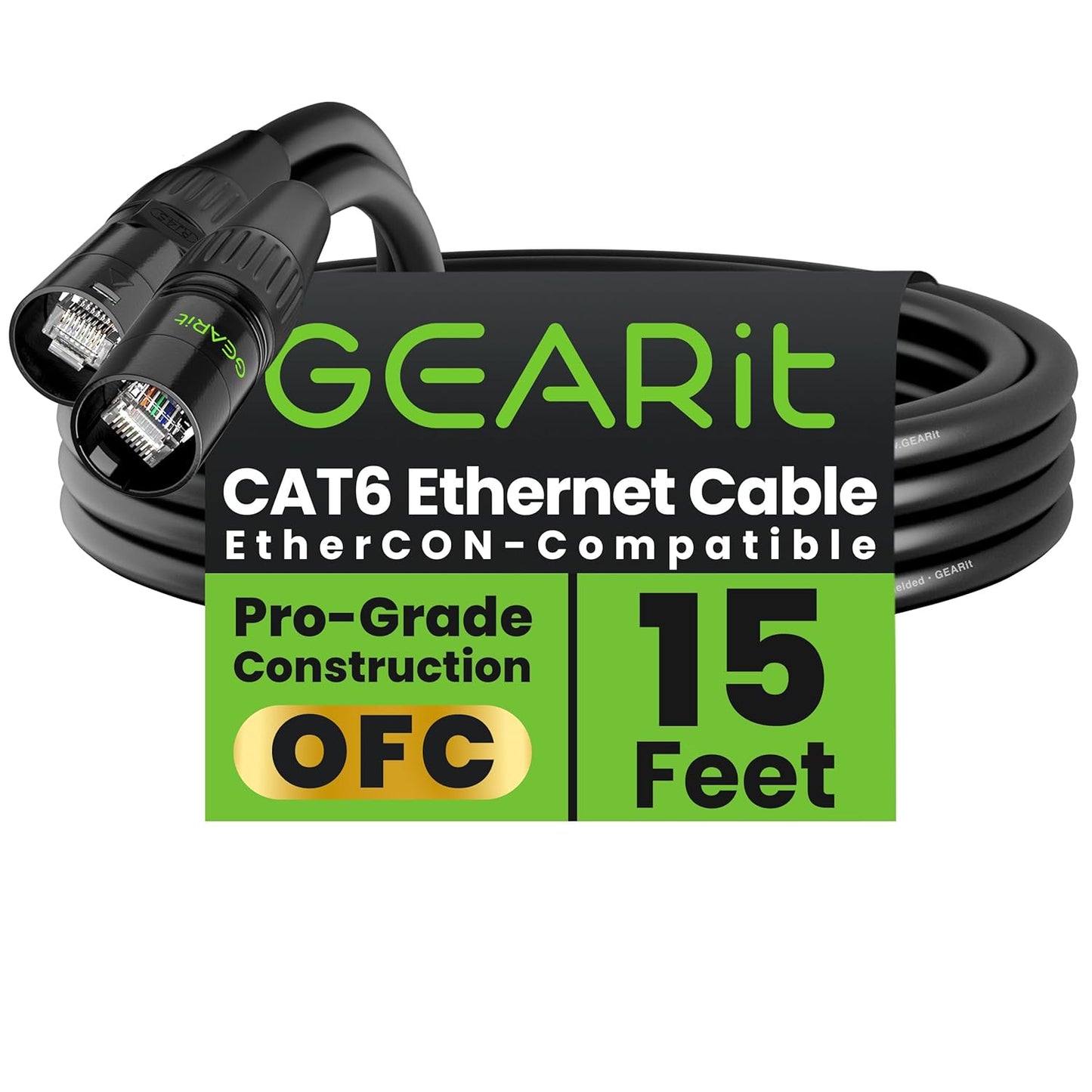 GEARit Shielded CAT6 Ethercon Cable for Pro Audio & Lighting