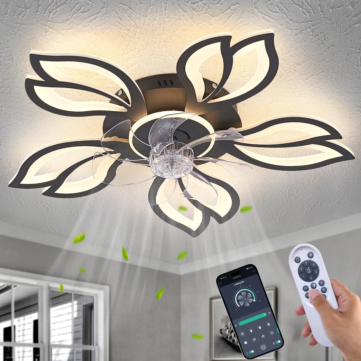 Modern Ceiling Fans with Lights for Bedroom - Low Profile Design