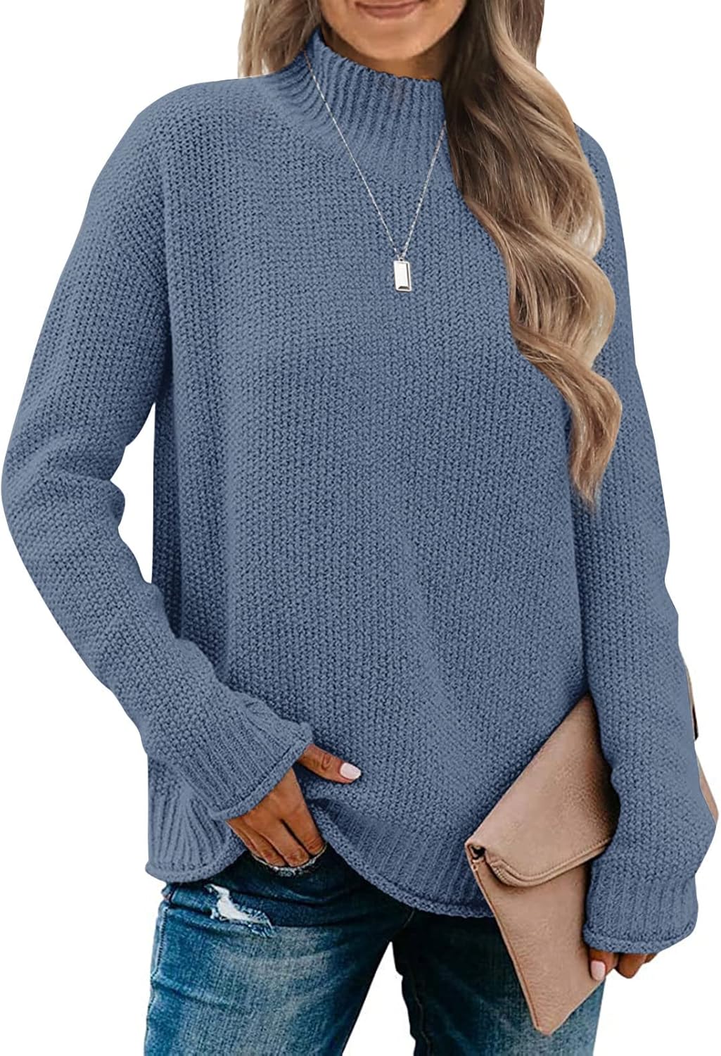 MEROKEETY Women's Turtleneck Long Sleeve Sweater for Fall