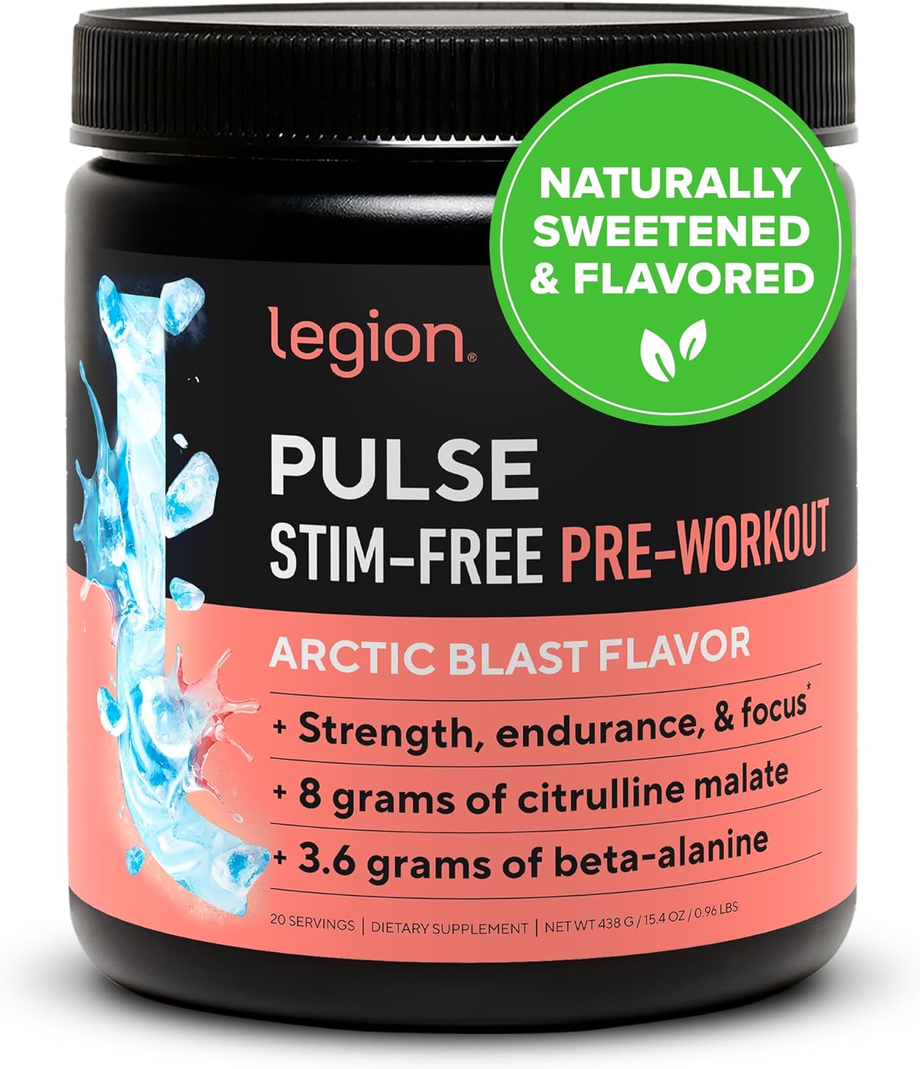 LEGION Pulse Pre Workout Supplement - Caffeine Free Energy Boost
