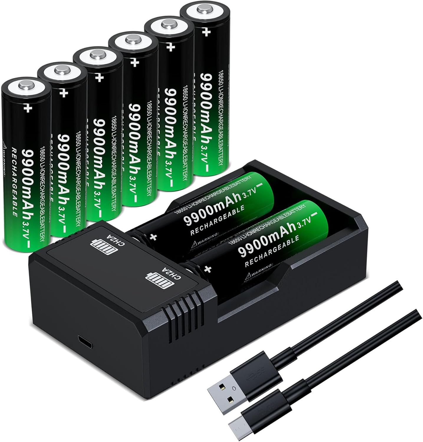 Long-lasting Power: BENKIA 9900mAh 8-Pack Battery Set