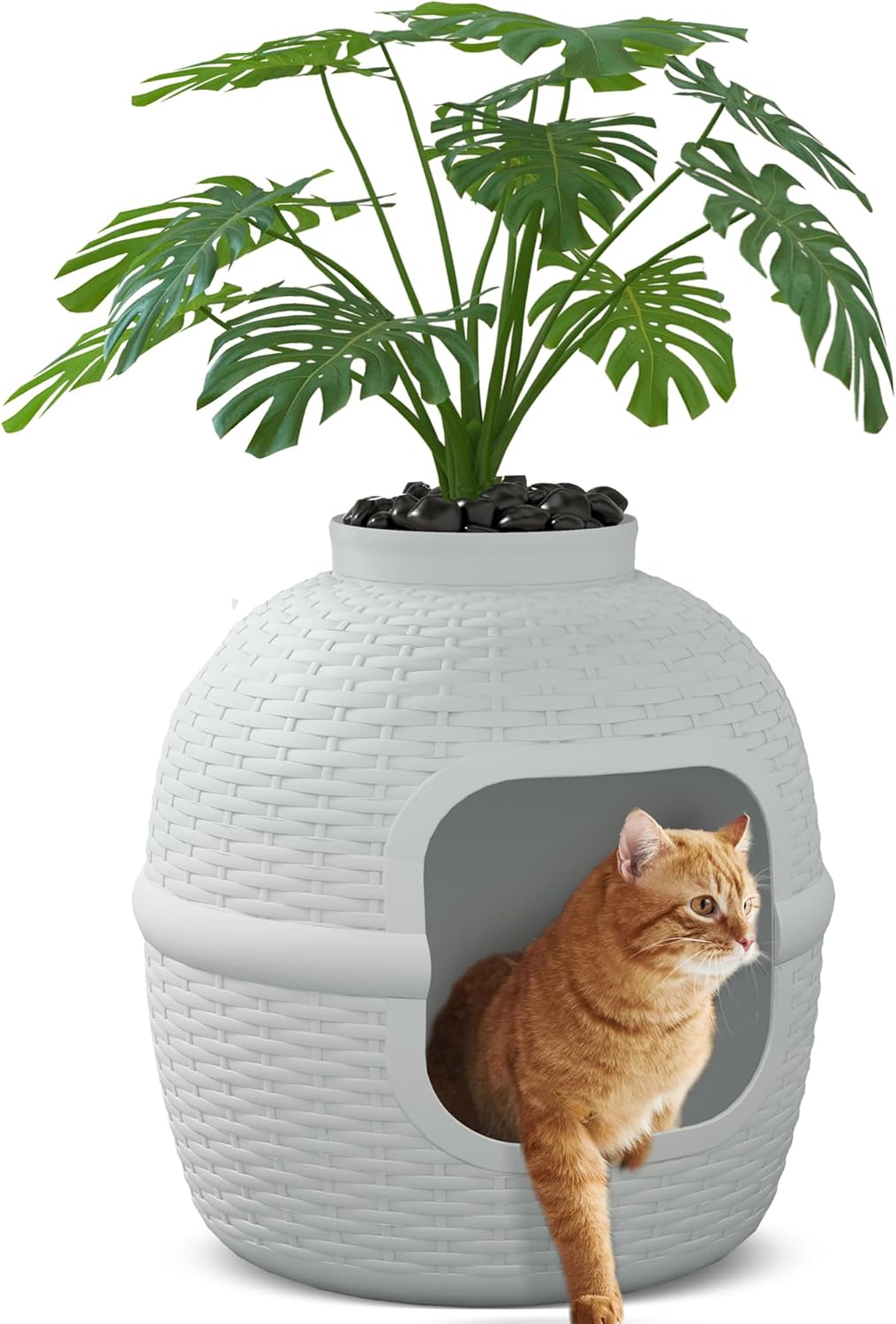 Hidden Box with Faux Plant - Large Cat Litter Box Enclosure