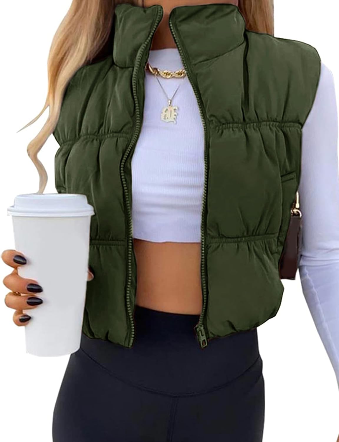 UANEO Womens Cropped Puffer Vest for Stylish Fall Fashion