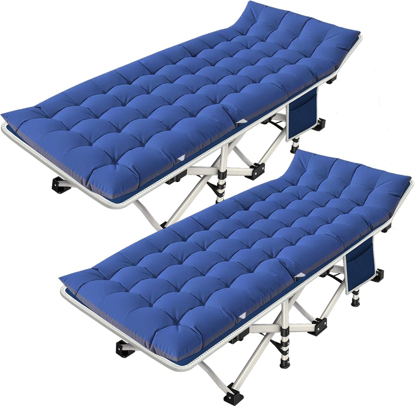 2 Pack Camping Cot with Mattress for Comfortable Sleeping