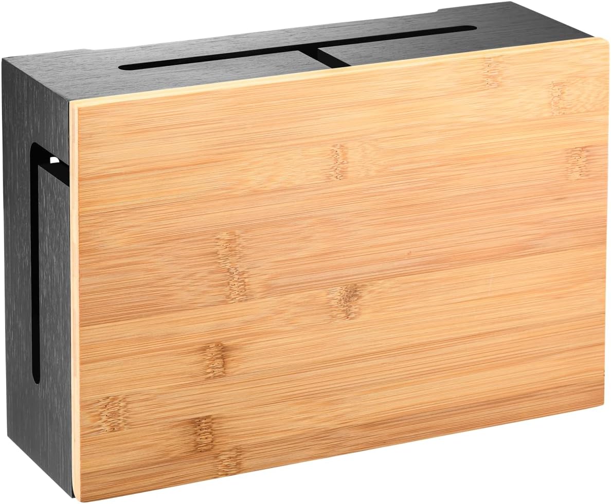 Bamboo Cable Management Box - Hide Cords Stylishly