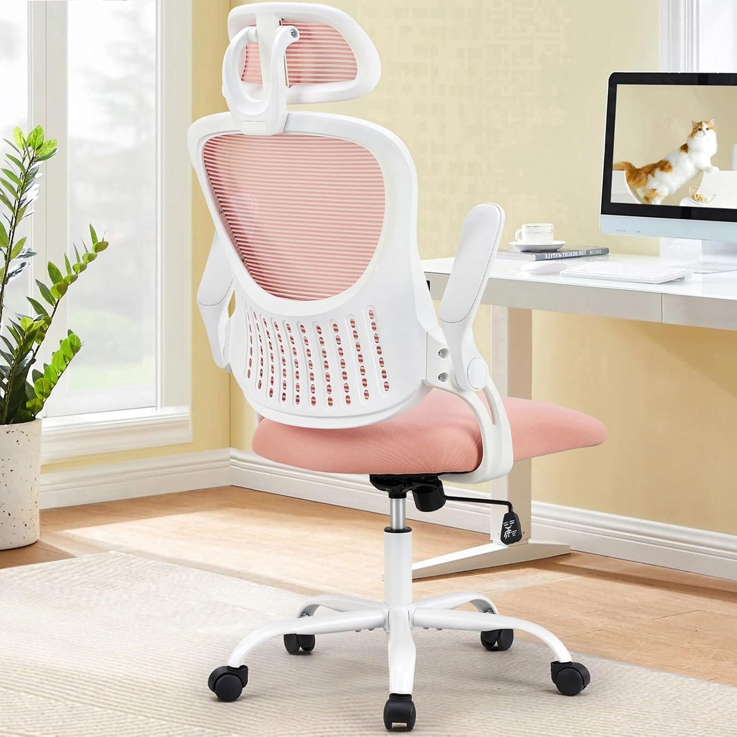 Ergonomic Pink Mesh Desk Chair