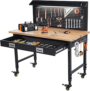 48in x 24in Adjustable Workbench with Heavy Duty Capacity