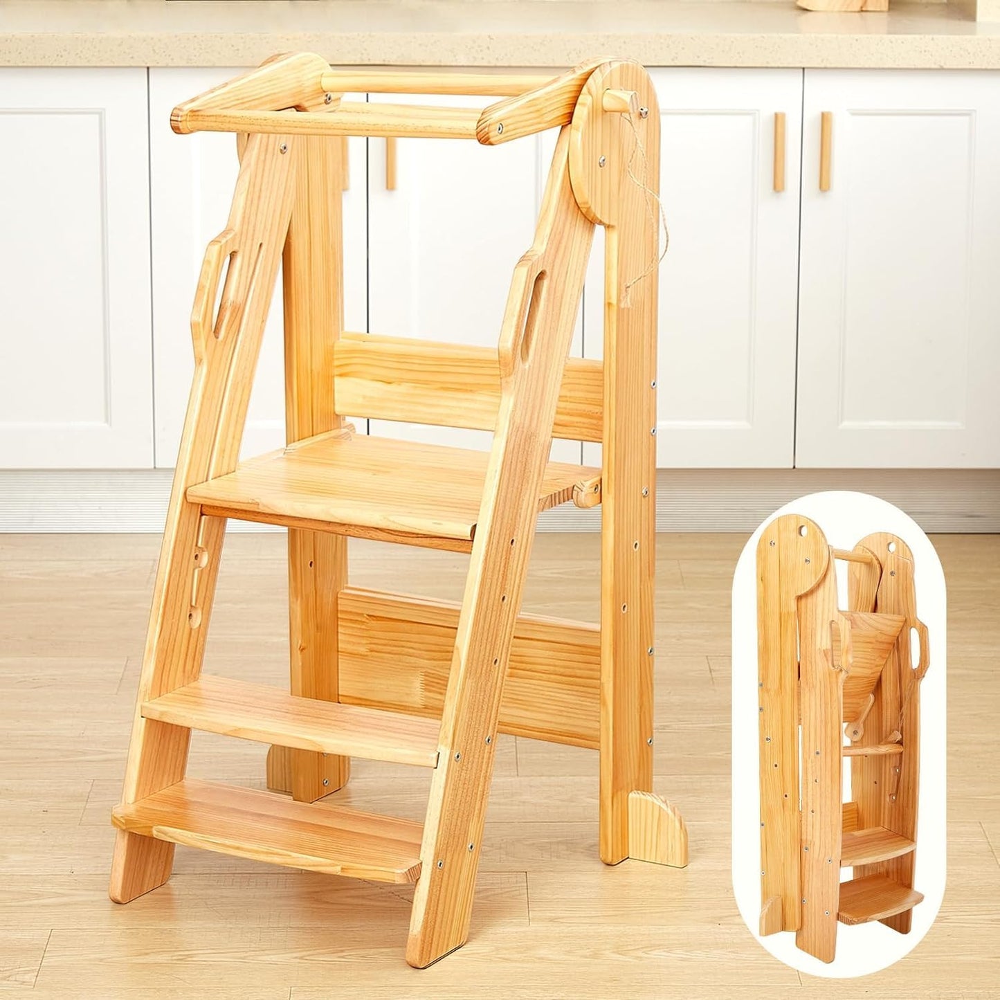 FUNLIO Foldable Kitchen Step Stool for Kids, Montessori Tower