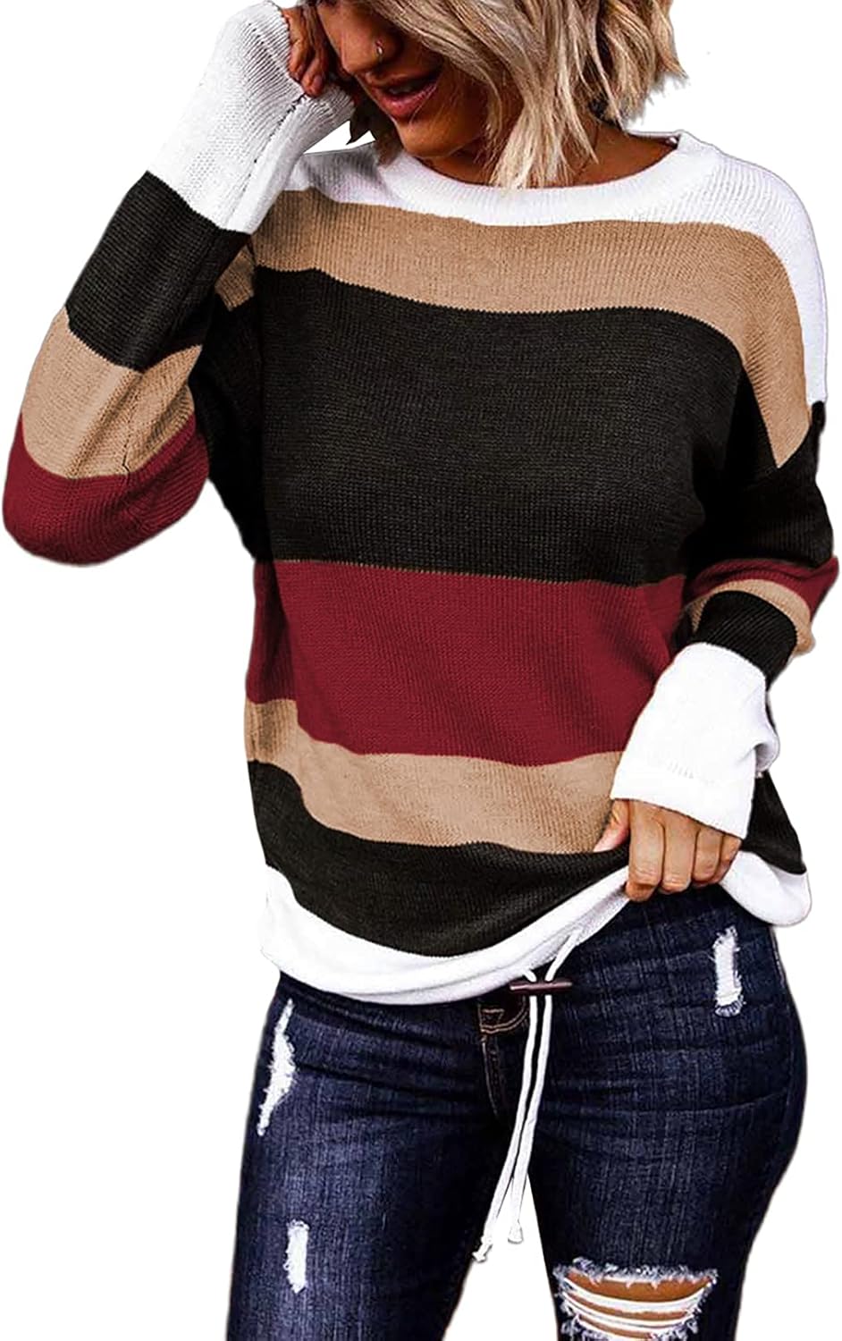 Dokotoo Womens Sweaters Striped Fall Winter Outfits 2025 Style