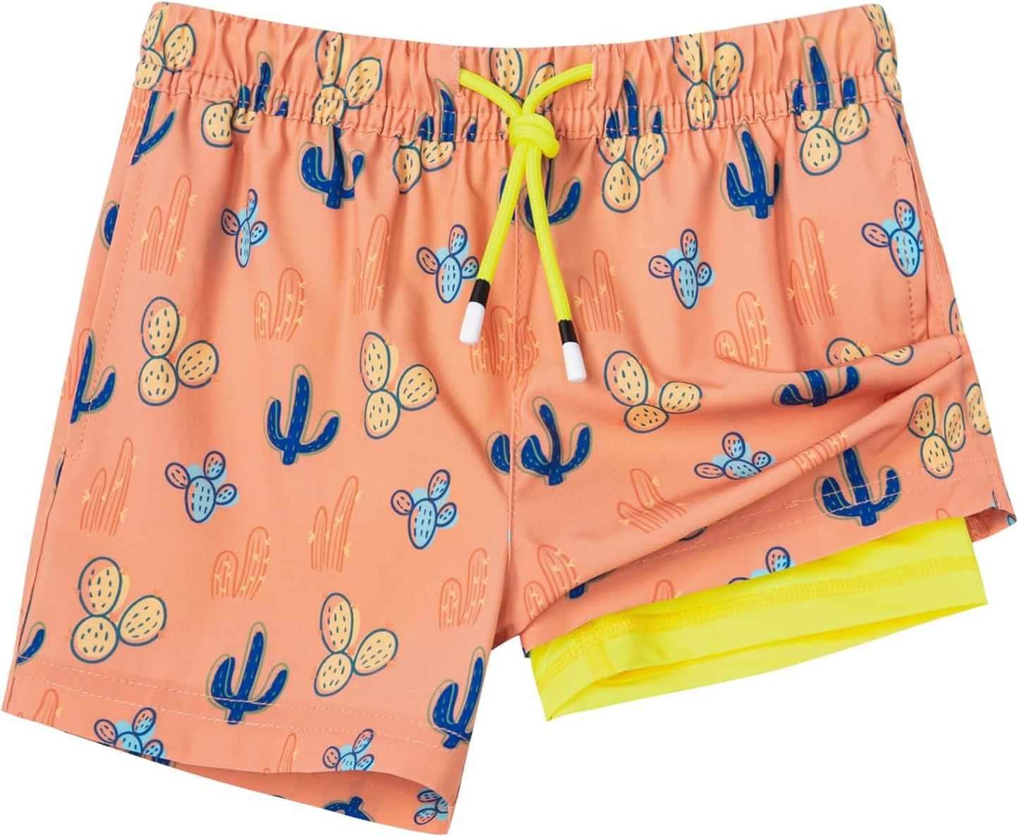 SURF CUZ Boys Swim Trunks with Boxer Brief Liner for Kids