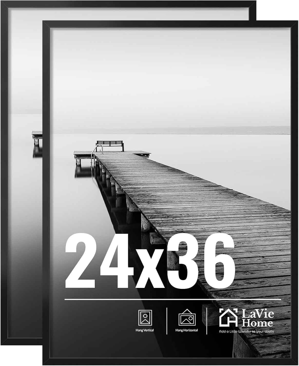 24x36 Picture Frame for Wall Display - Classic Black Design