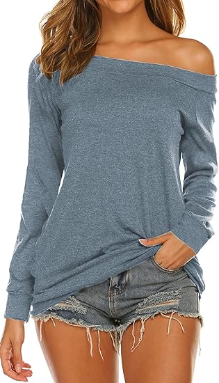 Halife Women's Long Sleeve Boat Neck Off Shoulder Blouse Tops Review