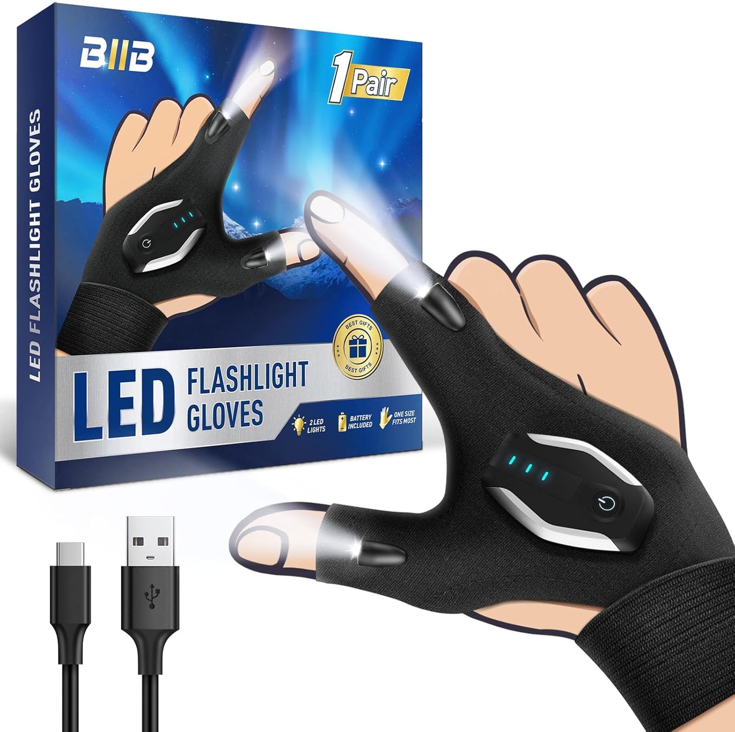 Rechargeable Flashlight Gloves - Brighten His Day!