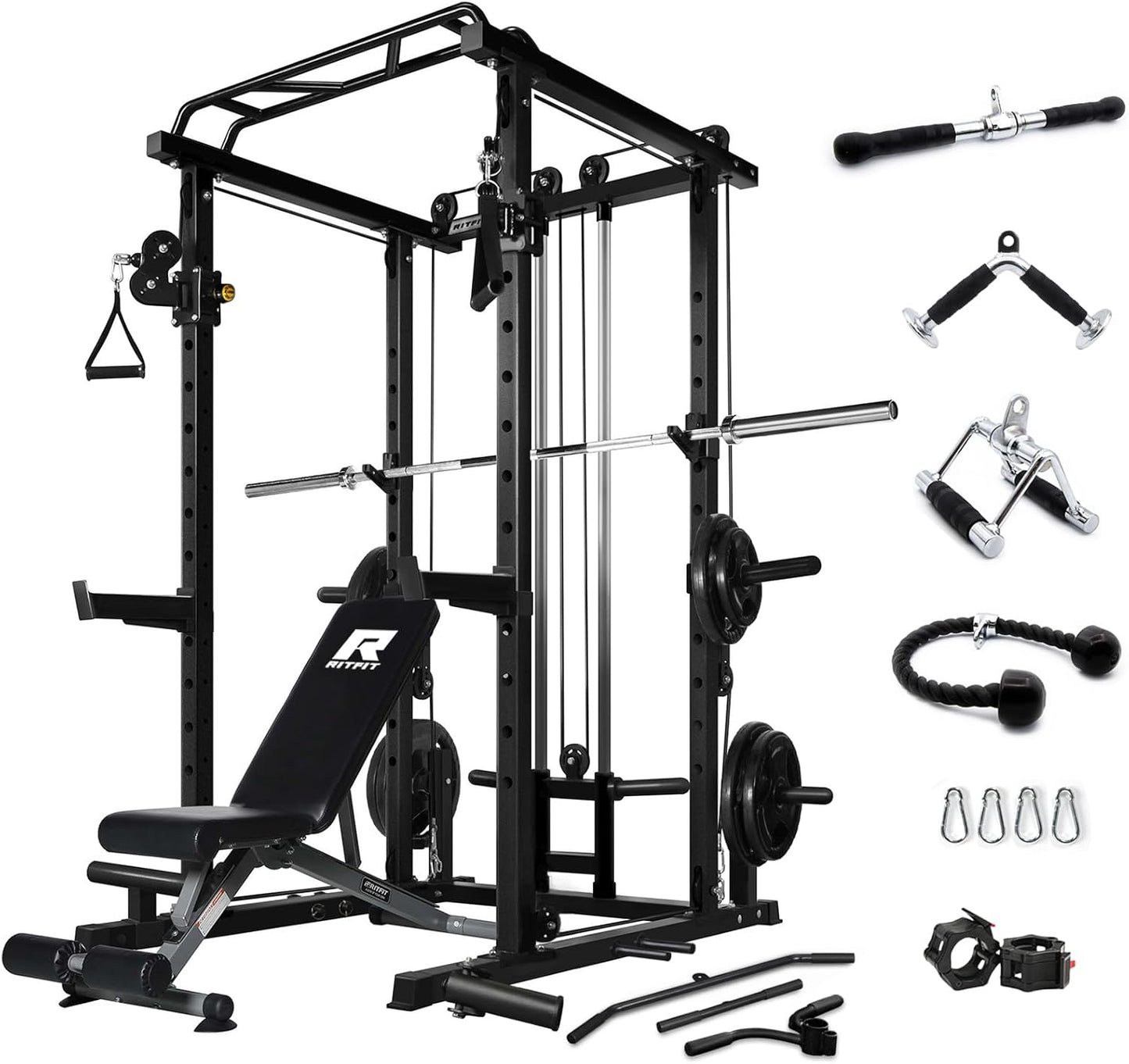 RitFit Power Cage: 1000LB Squat Rack with Versatile Attachments