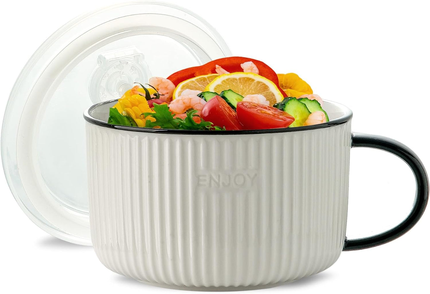 Seyatoo Ceramic Ramen Soup Bowl with Lid