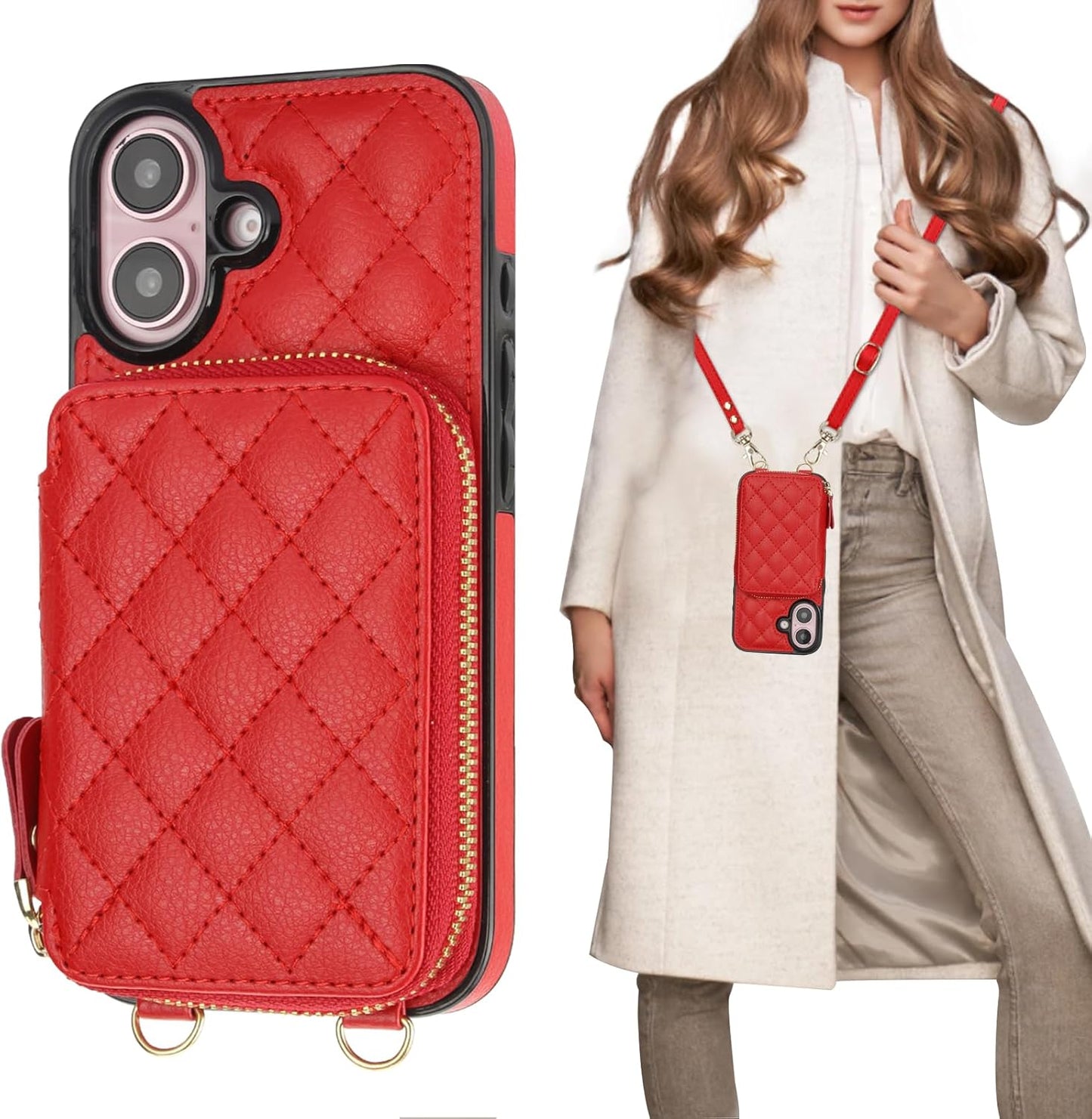 Bocasal Crossbody Wallet Case for iPhone 16 with RFID Blocking