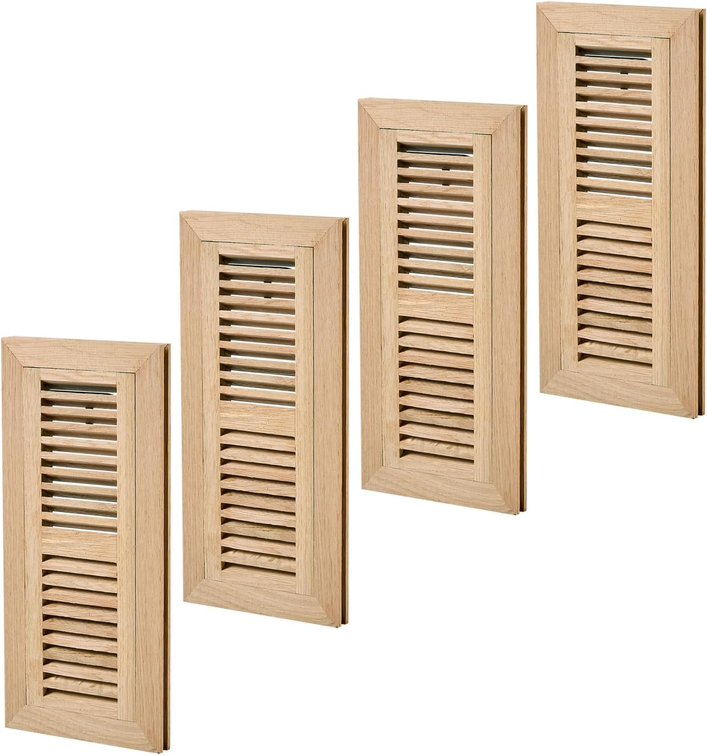 Homewell 4 Pcs Pack White Oak Wood Floor Register with Damper