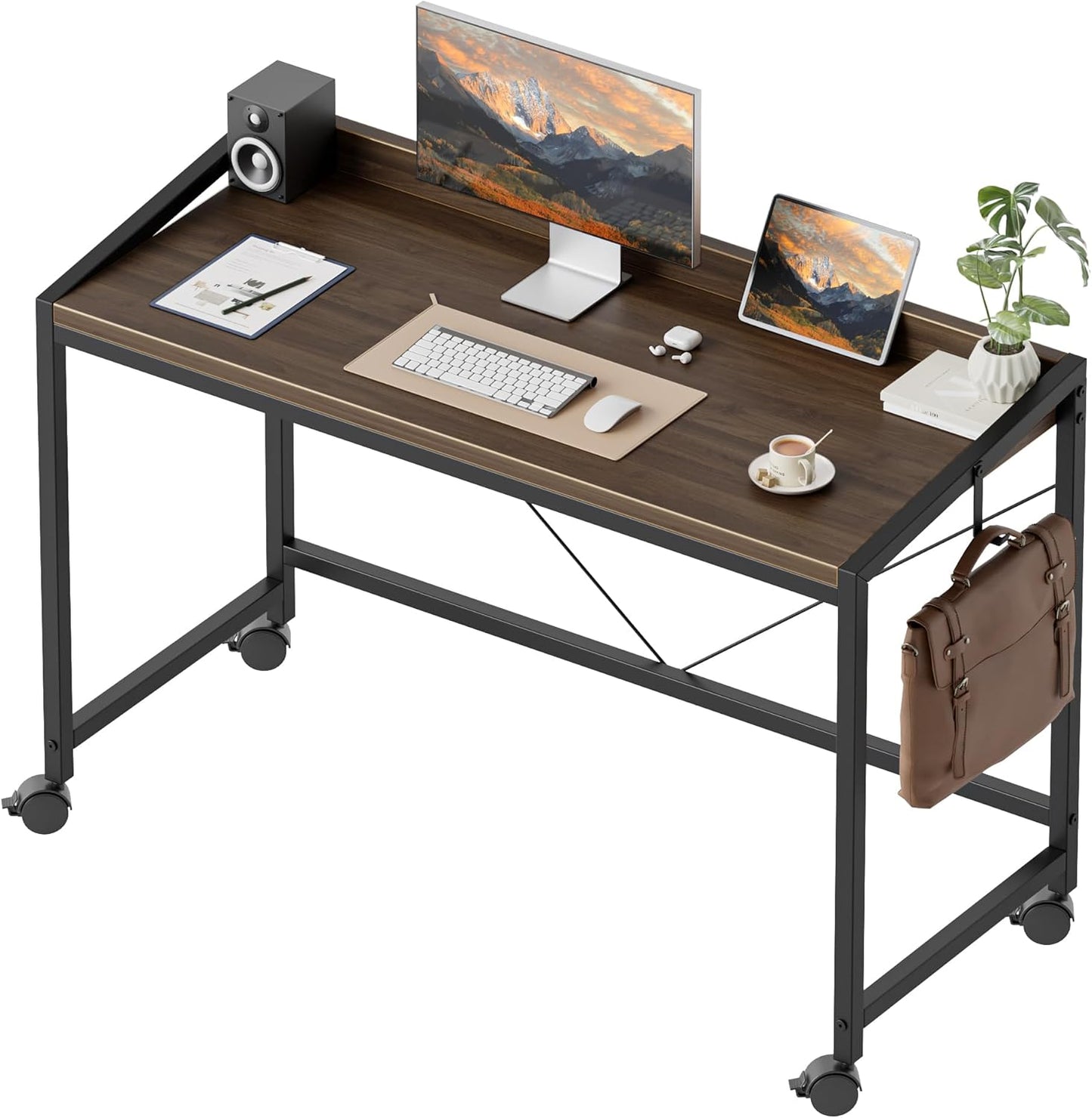 Mericonia Rolling Computer Desk with Wheels for Small Spaces