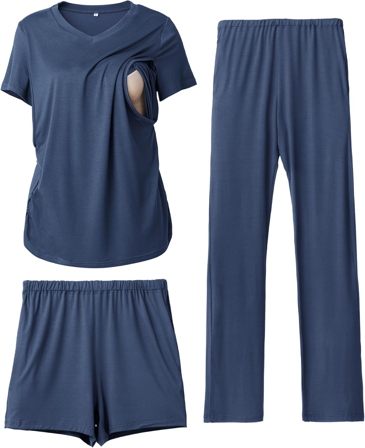 Rnxrbb 3 Piece Women's Maternity Nursing Pajamas Set for Comfort