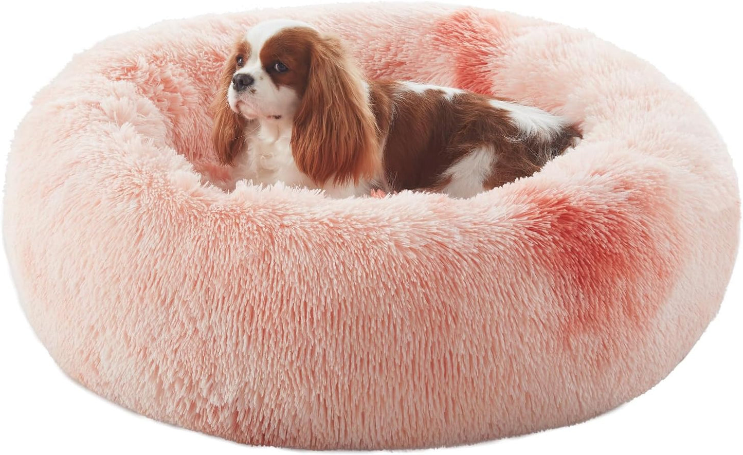 30 inches Donut Dog Bed for Medium Dogs, Calming & Fluffy