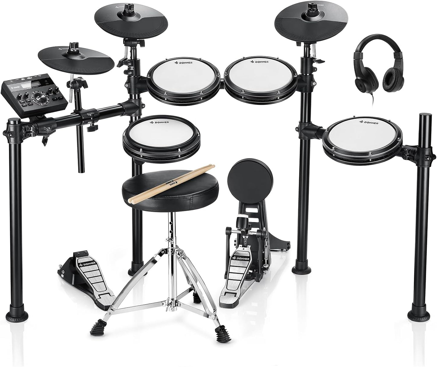 Donner DED-200 Electric Drum Set with Mesh Pads and Accessories