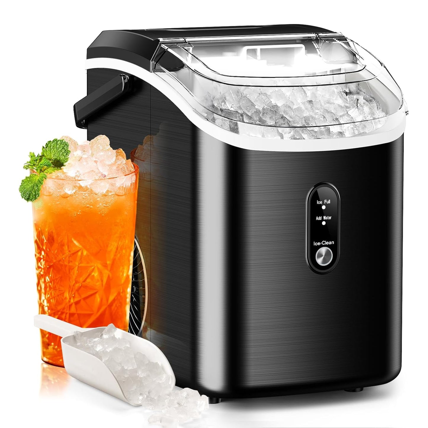 ZAFRO Soft Chewable Nugget Ice Maker - 7Mins Ice, 35.5Lbs/24Hrs