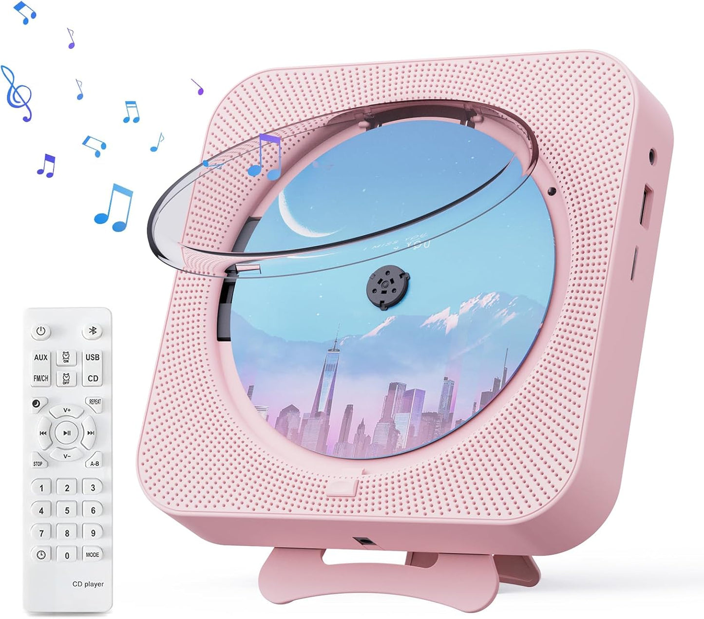 Portable CD Player with Bluetooth and Remote Control for Home
