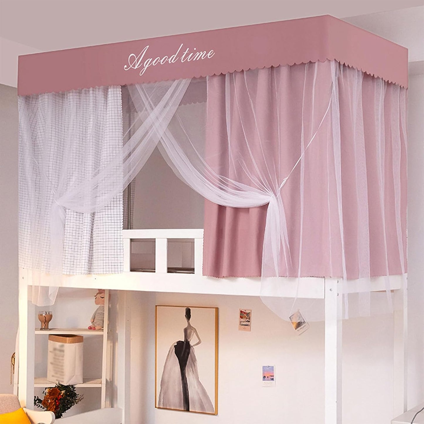 Pink Dorm Bed Canopy - Dustproof & Lightproof