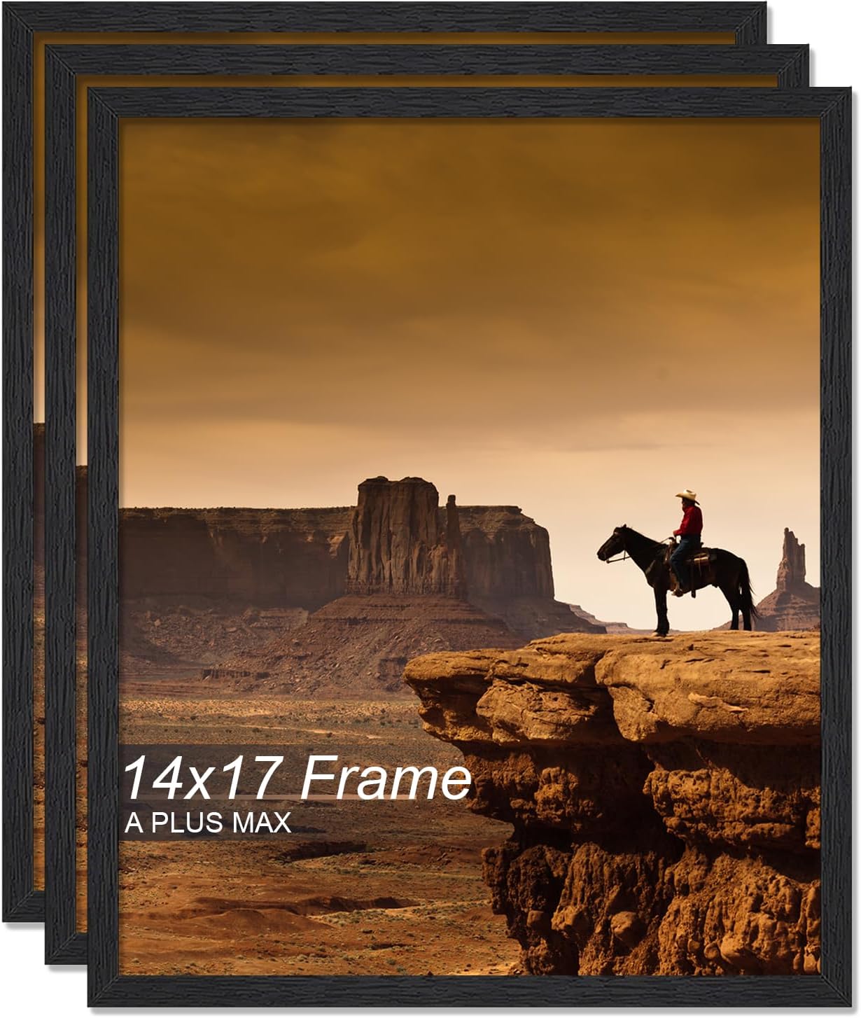 14x17 Picture Frame Set of 3 - Black Engineered Wood Frames