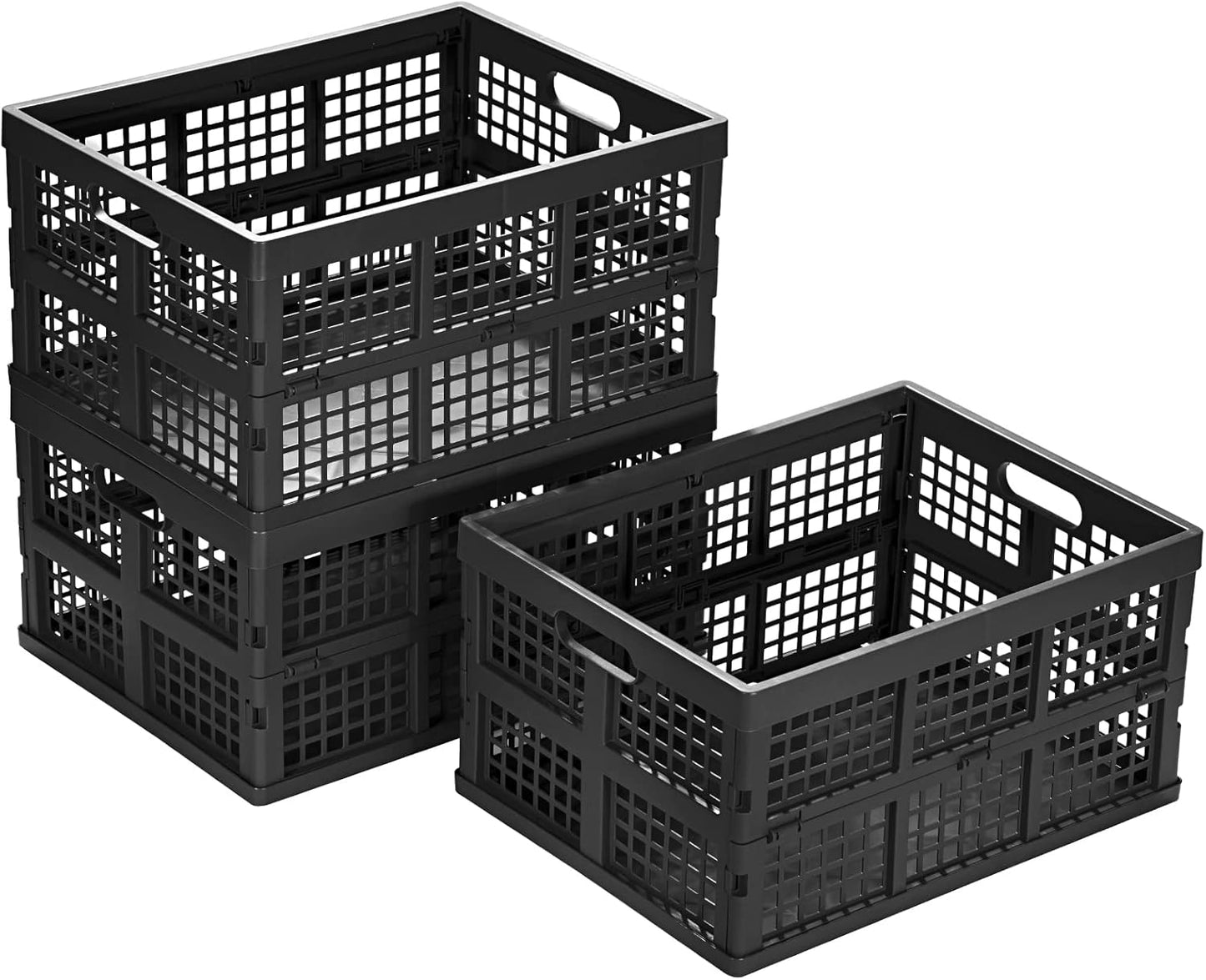 34L Large Plastic Folding Storage Crates for Versatile Use