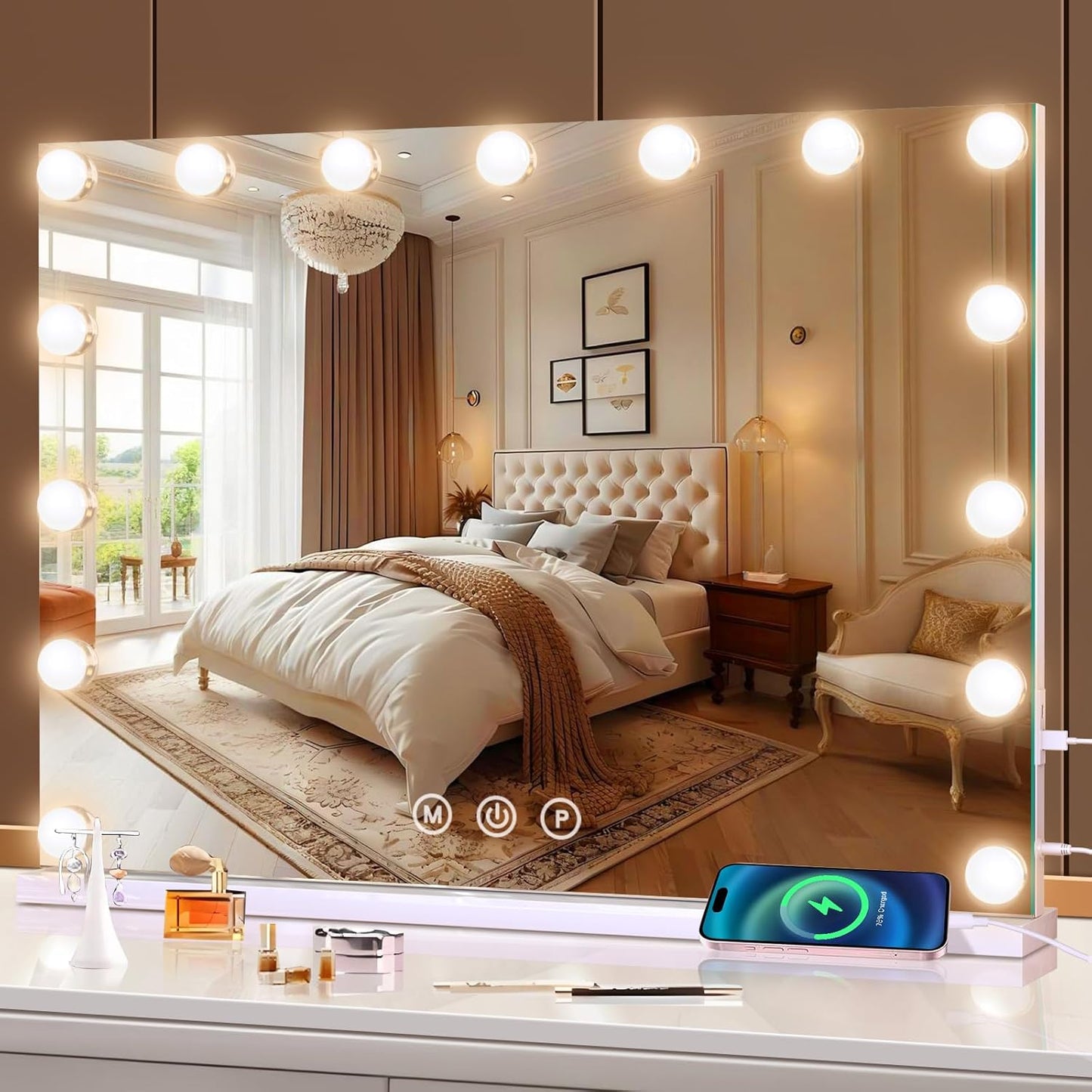 Large Lighted Vanity Makeup Mirror with Smart Touch Controls